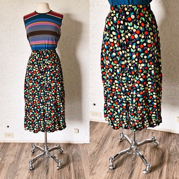 Vintage Dresses & Skirts - Fruit Button Front Aline Skirt | Vintage